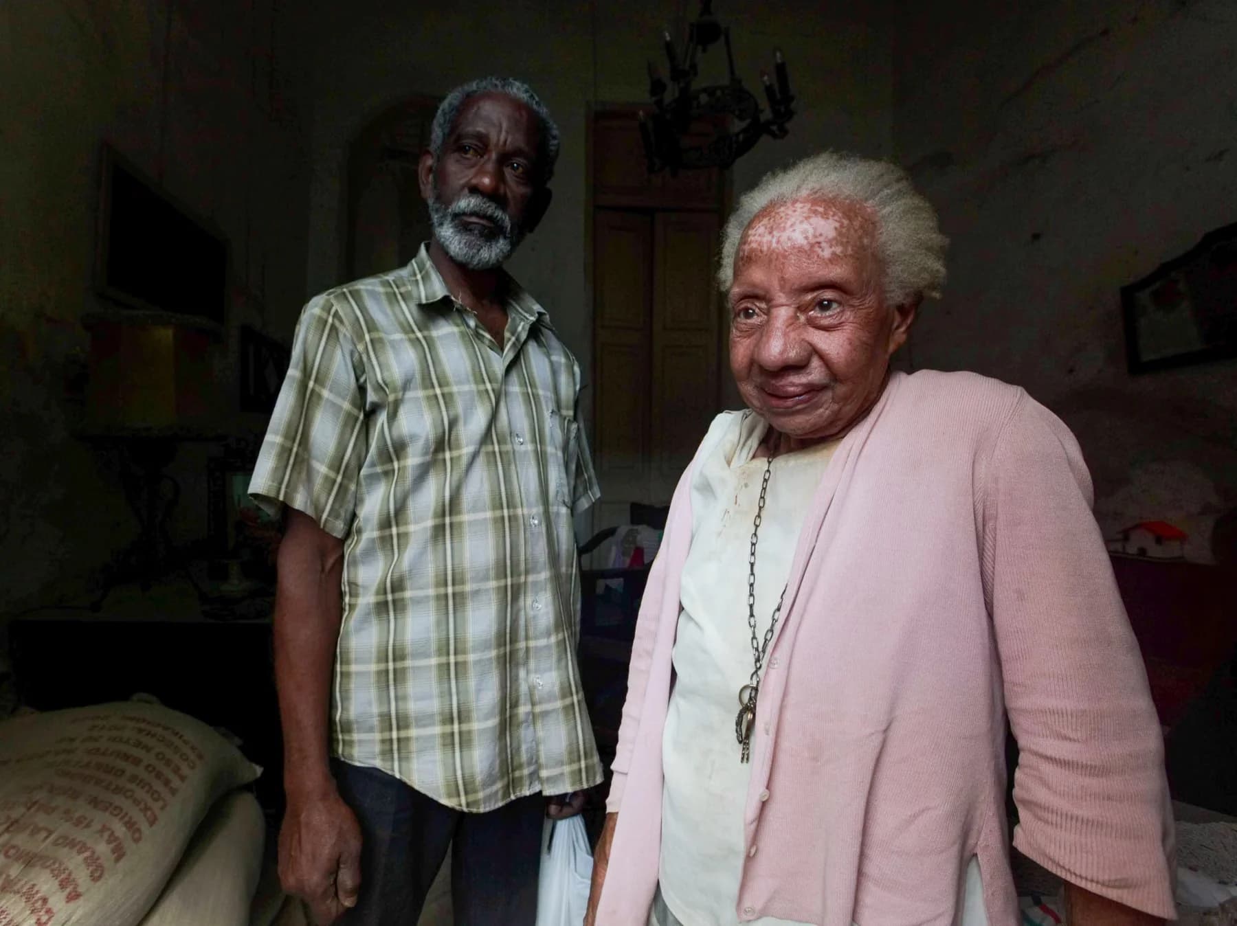 An older couple sharing time together at home.
